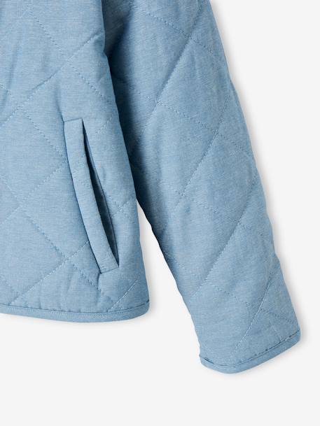 Gewatteerd jack in chambray voor meisjes met gebloemde voering double stone - vertbaudet enfant 