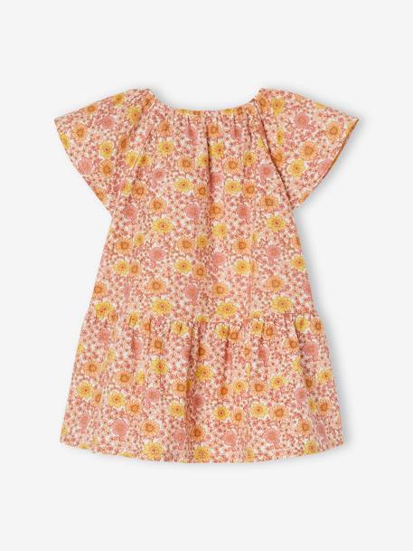 Babyjurk met bloemen en vlindermouwen ecru+wit, bedrukt - vertbaudet enfant 