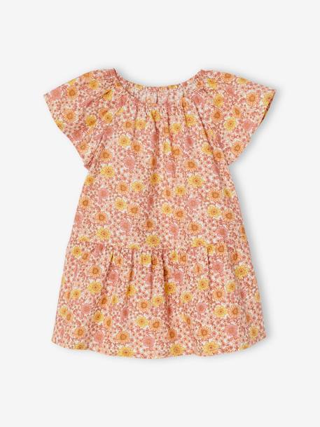 Babyjurk met bloemen en vlindermouwen ecru+wit, bedrukt - vertbaudet enfant 