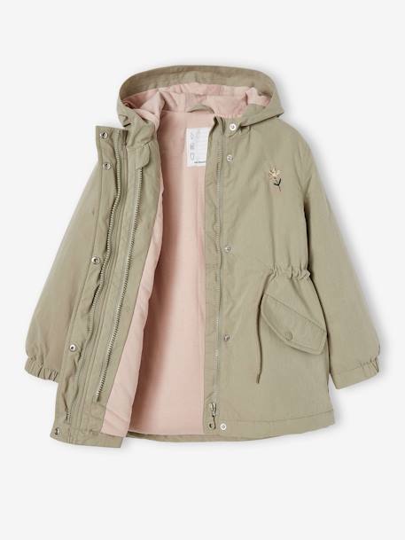 3-in-1 parka voor meisjes in het tussenseizoen blauwgroen - vertbaudet enfant 