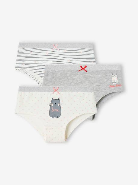 Set met 3 shorts met kattenmotief gemêleerd grijs - vertbaudet enfant 