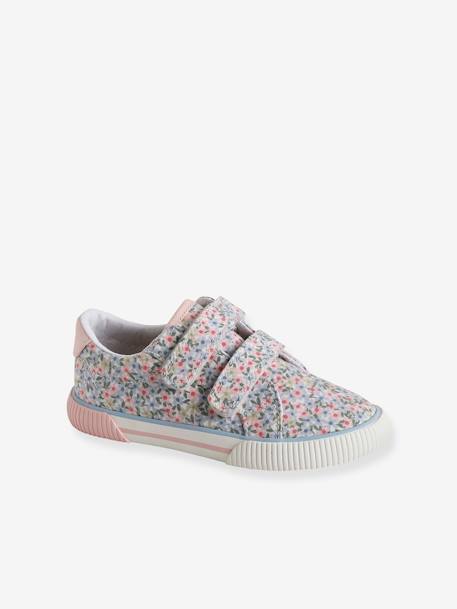 Stoffen sneakers met klittenband voor kinderen rozen - vertbaudet enfant 