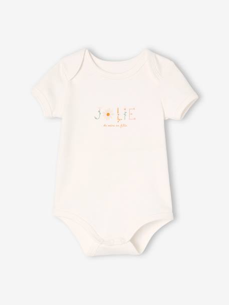 Set van 5 babyrompers met korte mouwen en US-opening lichtroze - vertbaudet enfant 