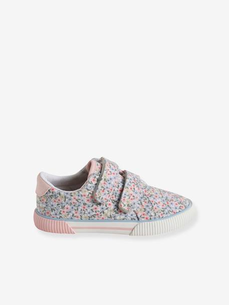 Stoffen sneakers met klittenband voor kinderen rozen - vertbaudet enfant 