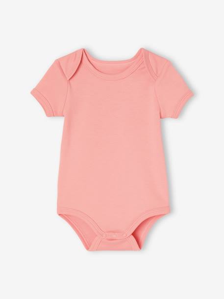 Set van 5 babyrompers met korte mouwen en US-opening lichtroze - vertbaudet enfant 