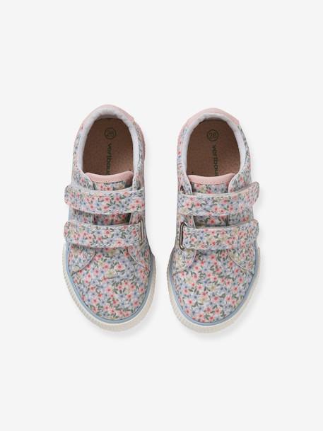 Stoffen sneakers met klittenband voor kinderen rozen - vertbaudet enfant 