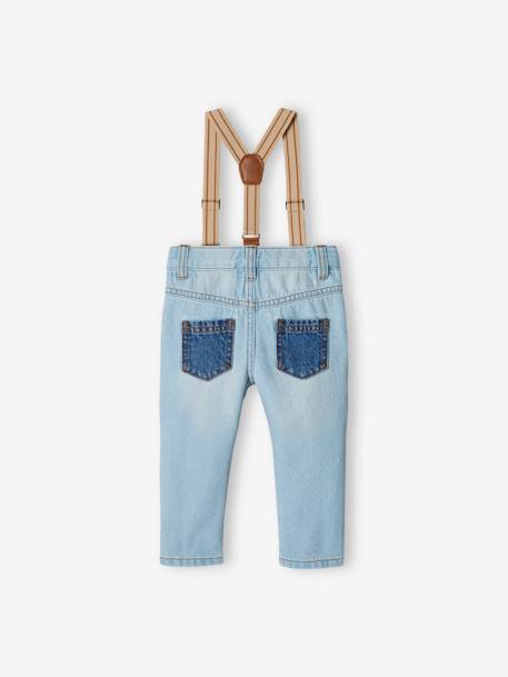 Denim babyjeans met afneembare schouderbandjes gebleekt denim - vertbaudet enfant 