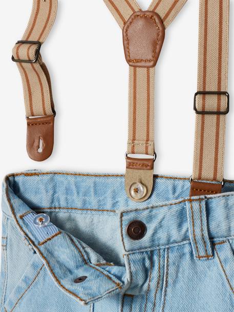 Denim babyjeans met afneembare schouderbandjes gebleekt denim - vertbaudet enfant 