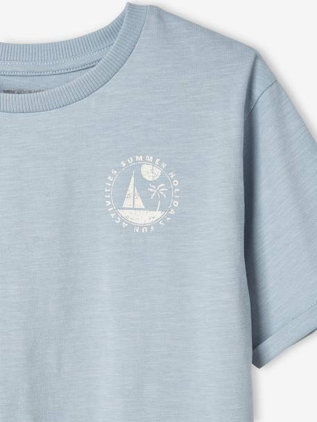 Jongens-T-shirt met groot bootmotief op de rug hemelsblauw - vertbaudet enfant 