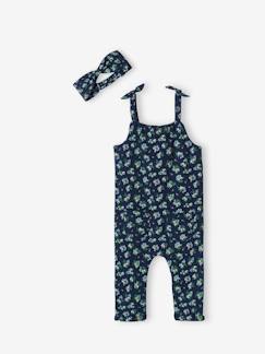 -Set jumpsuit en haarband babymeisje van molton