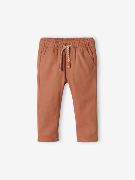 Broek voor babyjongen met elastische taille hemelsblauw+pecannoot - vertbaudet enfant 