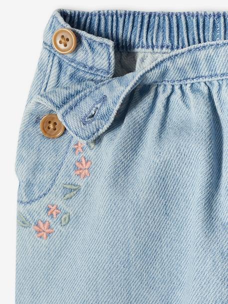 Geborduurde sarouel van denim voor baby cappuccino+gebleekt denim - vertbaudet enfant 