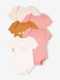 Baby-Set van 5 babyrompers met korte mouwen en US-opening