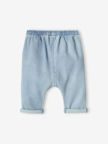 Geborduurde sarouel van denim voor baby cappuccino+gebleekt denim - vertbaudet enfant 