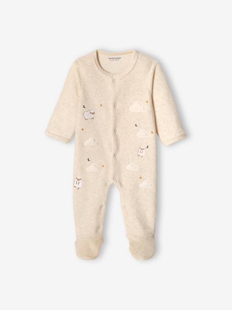 Fluwelen slaappakje voor baby's met opening aan de voorkant gemêleerd beige - vertbaudet enfant 