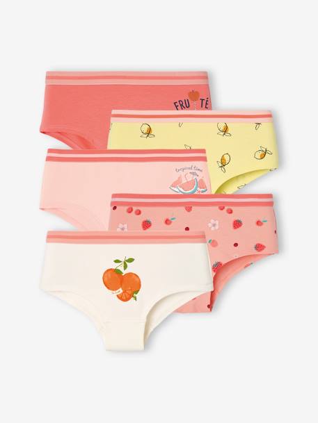 Set van 5 shorts fruitmotief meisjes perzik - vertbaudet enfant 