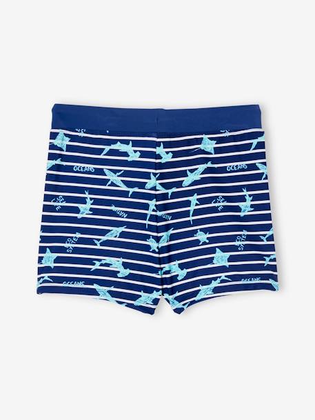 Zwembroek met tropische print jongens marineblauw, gestreept - vertbaudet enfant 