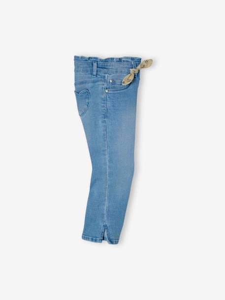 Denim driekwartbroek met strik voor meisjes double stone+stone - vertbaudet enfant 