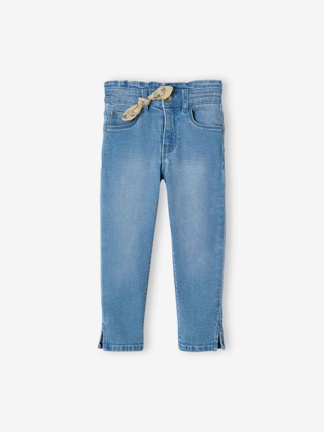 Denim driekwartbroek met strik voor meisjes double stone+stone - vertbaudet enfant 