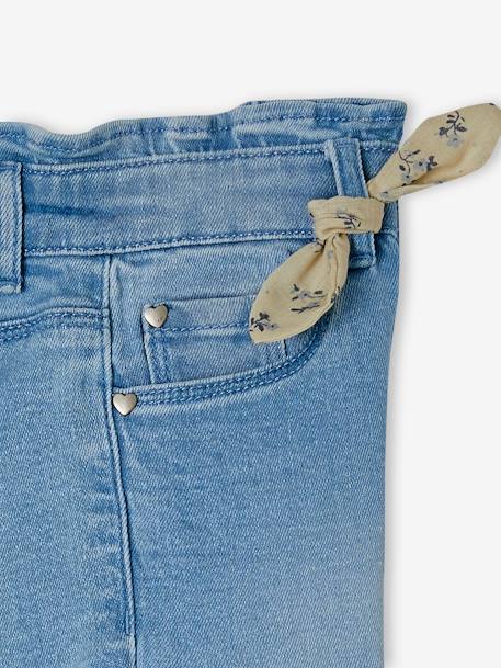 Denim driekwartbroek met strik voor meisjes double stone+stone - vertbaudet enfant 