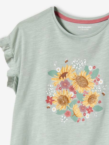 T-shirt met ruches en lovertjes meisje blauwgroen+groen+lichtroze+oudroze - vertbaudet enfant 