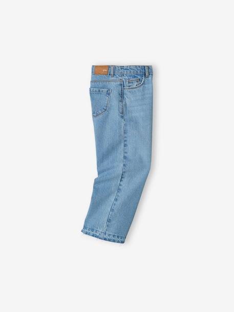 Wijde meisjesjeans met rafels aan de onderkant denimgrijs+gebleekt denim+hemelsblauw+jeansblauw+stone - vertbaudet enfant 