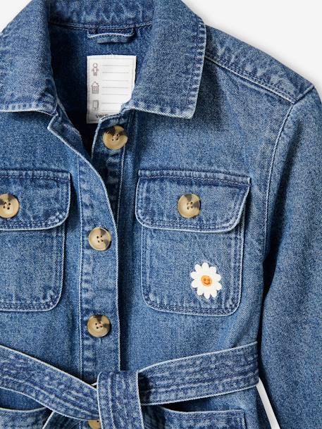 Saharaanse jas in denim met 'love' geborduurd op de rug stone - vertbaudet enfant 