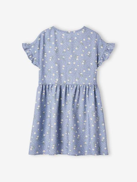 Geknoopte meisjesjurk met bloemen azuurblauw+blauw+ecru+marineblauw - vertbaudet enfant 