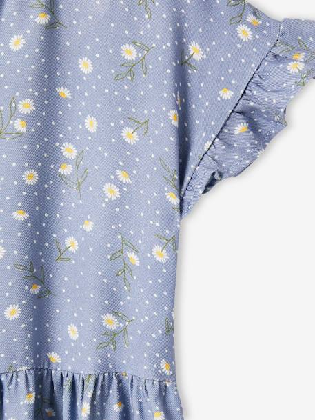 Geknoopte meisjesjurk met bloemen azuurblauw+blauw+ecru+marineblauw - vertbaudet enfant 