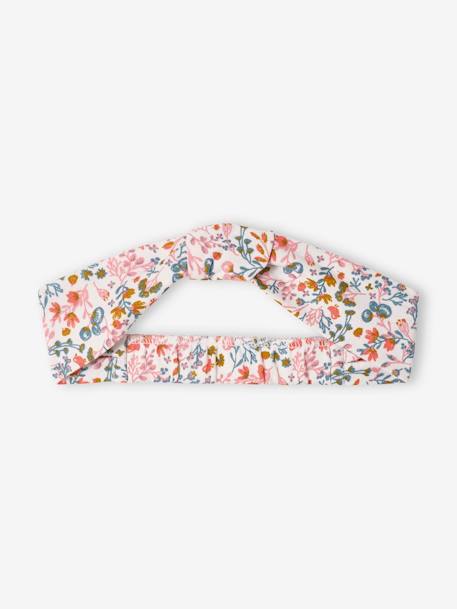 Jurk met bijpassende haarband babymeisje donkergroen met print+ecru+roze (poederkleur) - vertbaudet enfant 