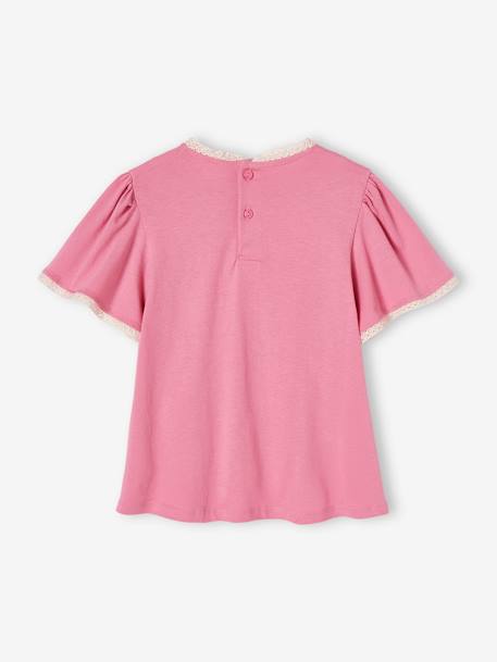 Meisjes-bloes-T-shirt met opengewerkte details snoepjesroze - vertbaudet enfant 