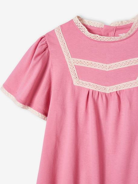 Meisjes-bloes-T-shirt met opengewerkte details snoepjesroze - vertbaudet enfant 