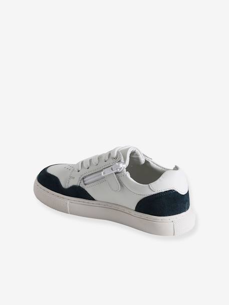 Leren sneakers met veters en rits WIT - vertbaudet enfant 