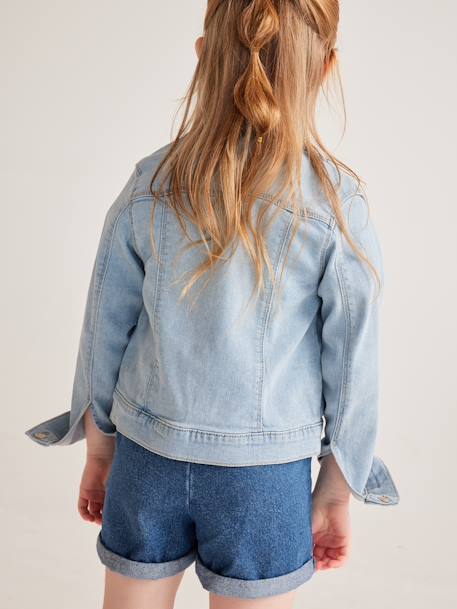 Personaliseerbare denim jasje voor meisjes double stone+stone - vertbaudet enfant 