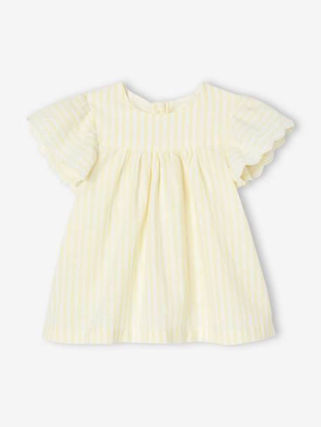 Driedelige set voor baby: jurk + bloomer + haarband pastelgeel - vertbaudet enfant 