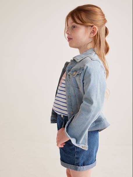 Personaliseerbare denim jasje voor meisjes double stone+stone - vertbaudet enfant 