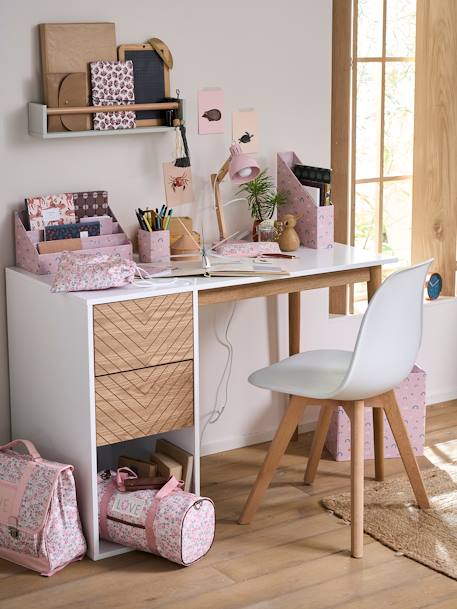 Bureau CHEVRONS-lijn wit/hout - vertbaudet enfant 