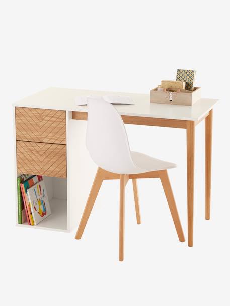 Bureau CHEVRONS-lijn wit/hout - vertbaudet enfant 