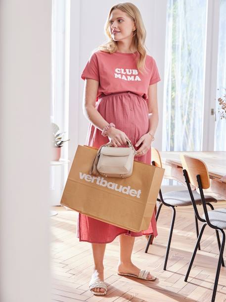 Personaliseerbare zwangerschapsshirt met opschrift, in biologisch katoen antraciet+oudroze - vertbaudet enfant 