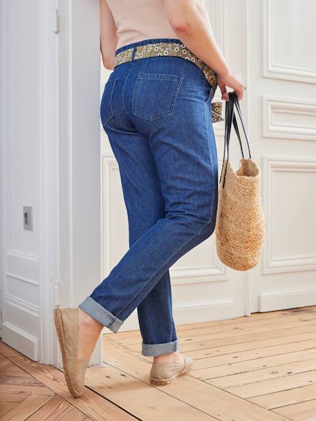 Jean volume paper bag voor de zwangere vrouw met riem Denim stone+Ruw denim - vertbaudet enfant 