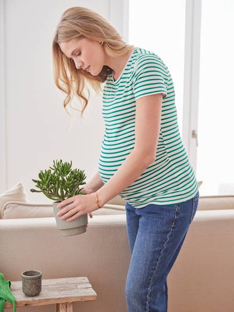 Zwangerschapsshirt met korte mouwen groen+marineblauw - vertbaudet enfant 