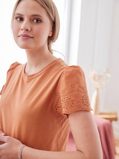 T-shirt v oor de zwangerschap met korte mouwen terracotta - vertbaudet enfant 