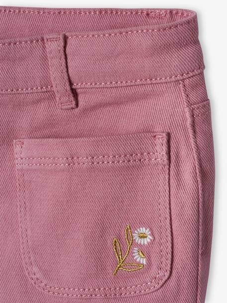 Meisjesshort met geborduurde glanzende bloemen korstmos+zachtpaars - vertbaudet enfant 