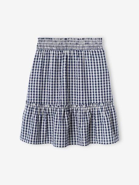 Lange rok met vichy ruitmotief marineblauw, geruit - vertbaudet enfant 