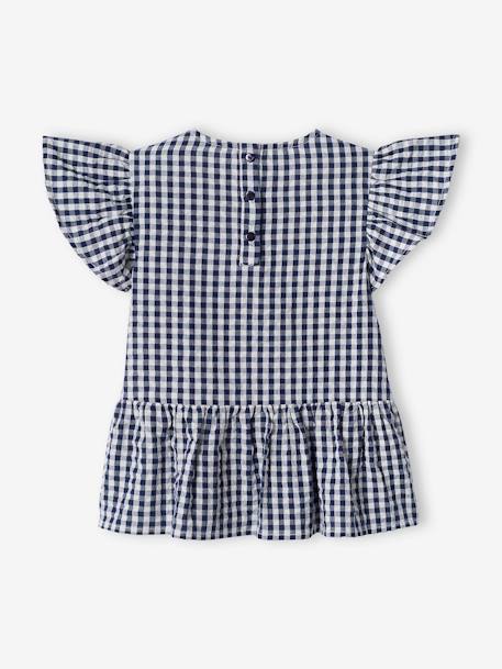 Geruite meisjesblouse met ruches marineblauw, geruit - vertbaudet enfant 