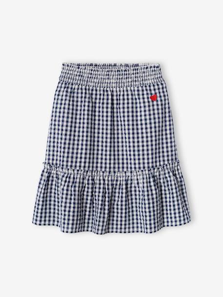 Lange rok met vichy ruitmotief marineblauw, geruit - vertbaudet enfant 