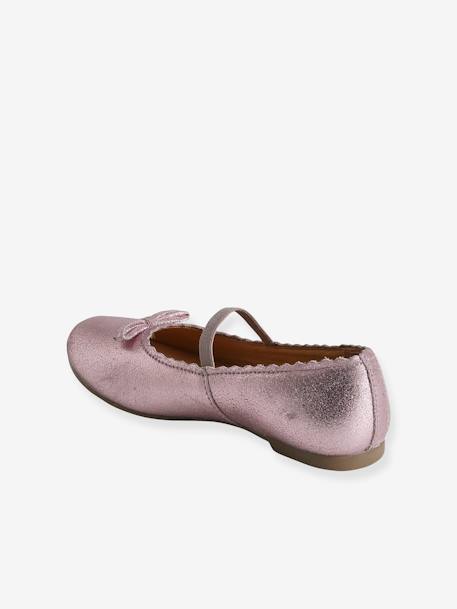 Leren meisjesballerina's marineblauw+Metallic beige+rozen - vertbaudet enfant 