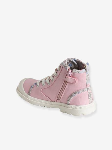 Hoge sneakers met veters en rits voor kinderen rozen - vertbaudet enfant 