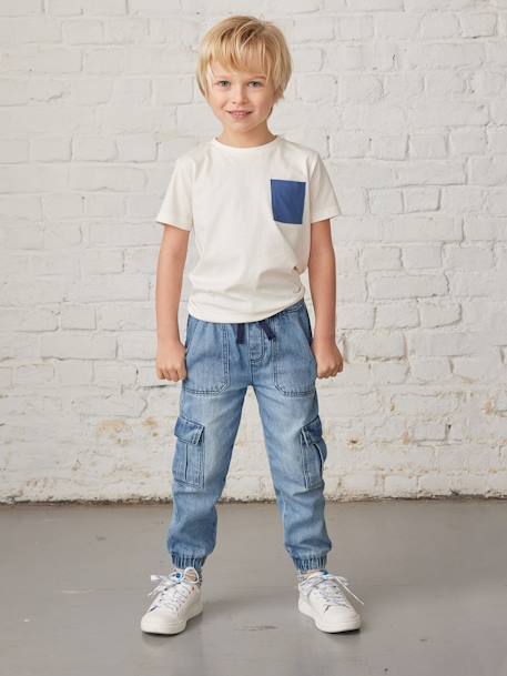 Jongensbroek denim battle eenvoudig aan te trekken double stone+stone - vertbaudet enfant 