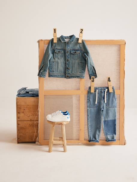 Personaliseerbare 'Waterless' spijkerjack voor jongens stone+zwart denim - vertbaudet enfant 